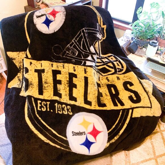 NFL Pittsburgh STEELERS 50x58 Fleece Stadium Blanket Throw Vintage - Picture 1 of 3